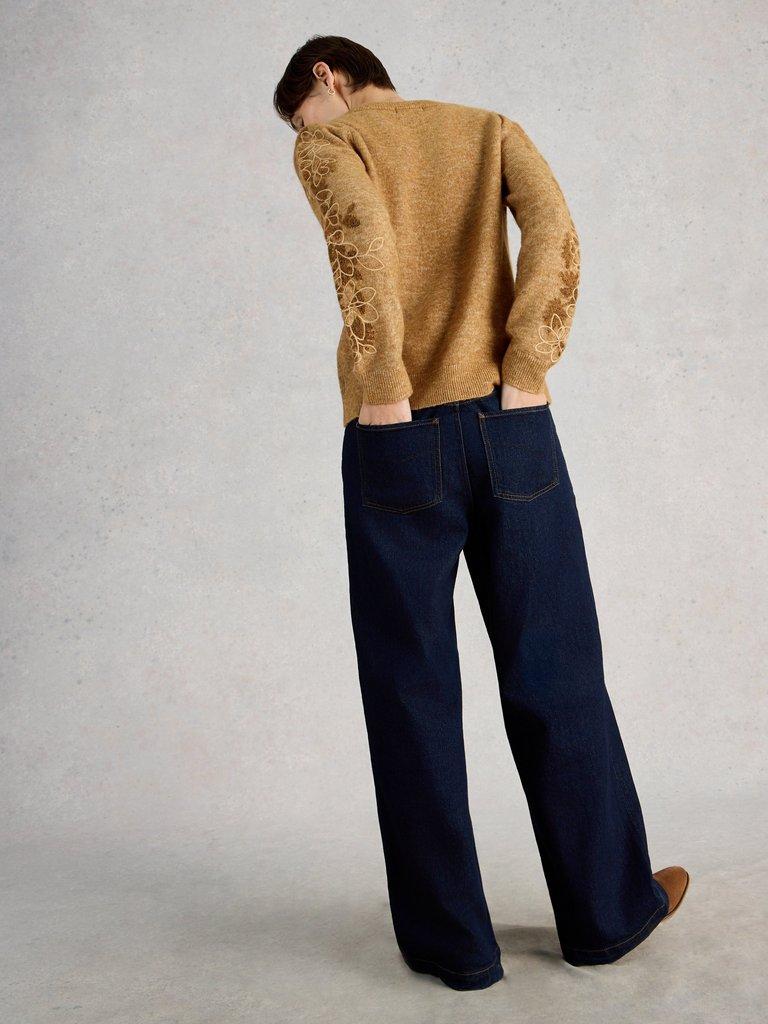 JODIE EMBROIDERED JUMPER in MID CHART - MODEL BACK