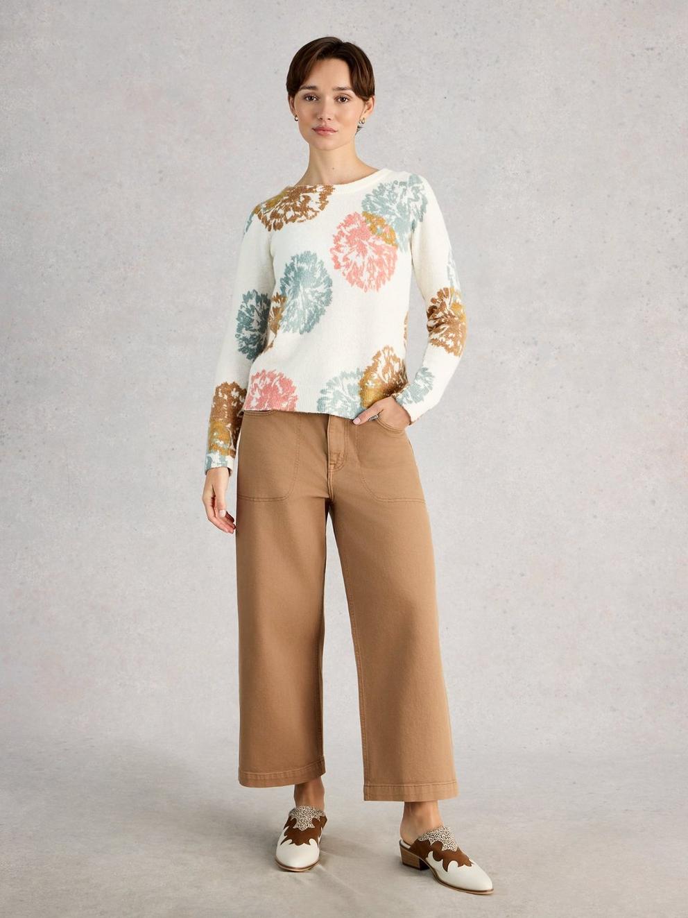 JODIE PRINT JUMPER in IVORY PR - MODEL FRONT