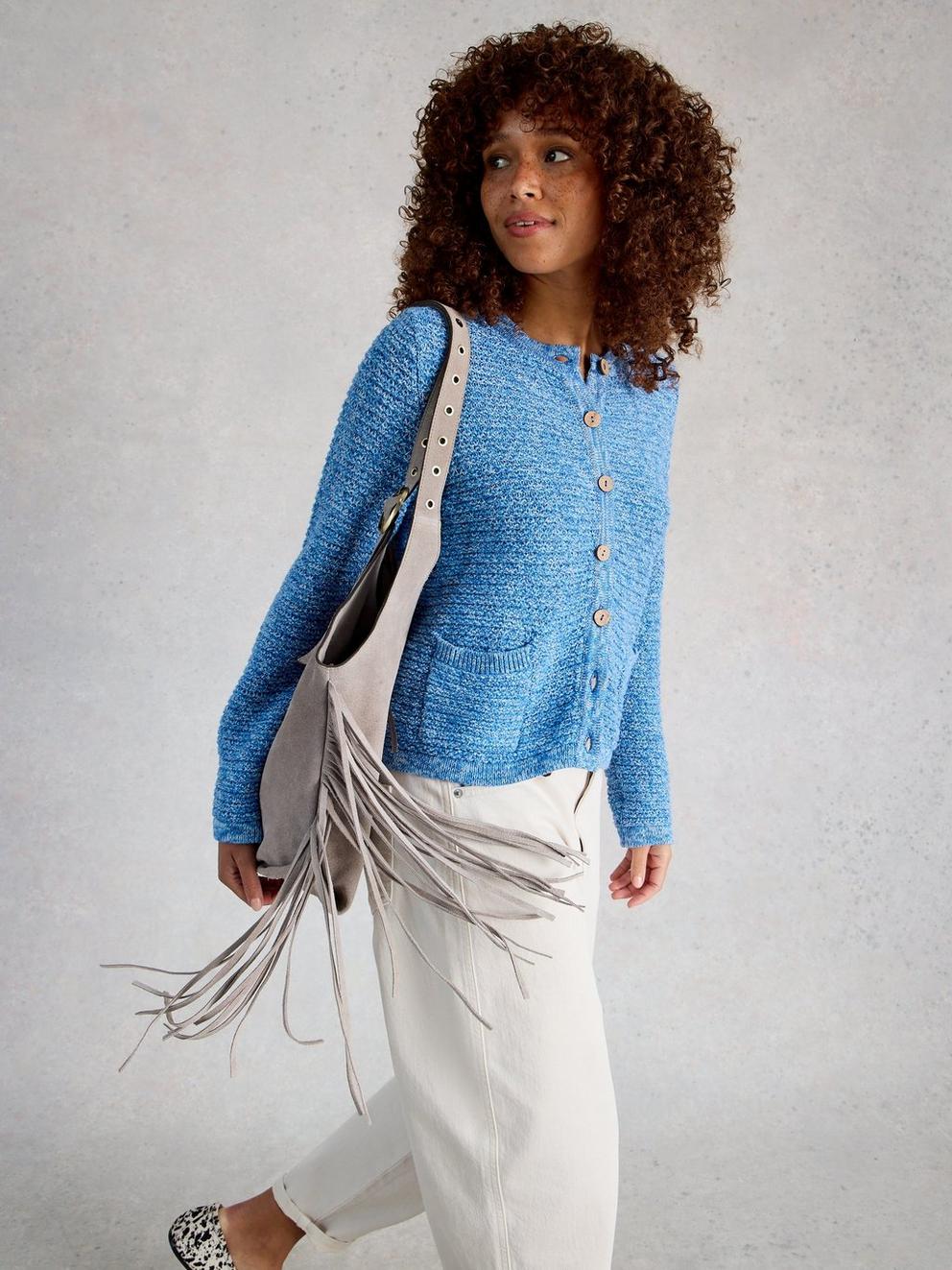 BELLE CARDI in MID BLUE - LIFESTYLE