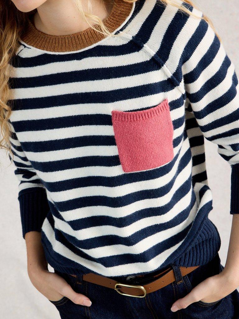BRITNEY STRIPE JUMPER in NAVY MULTI - LIFESTYLE