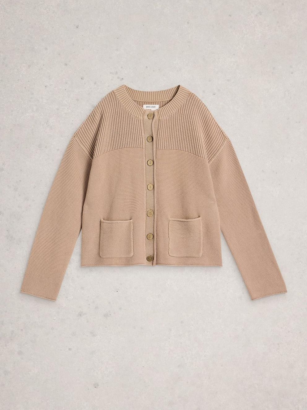 GIGI WASHED CARDI in LGT NAT - FLAT FRONT