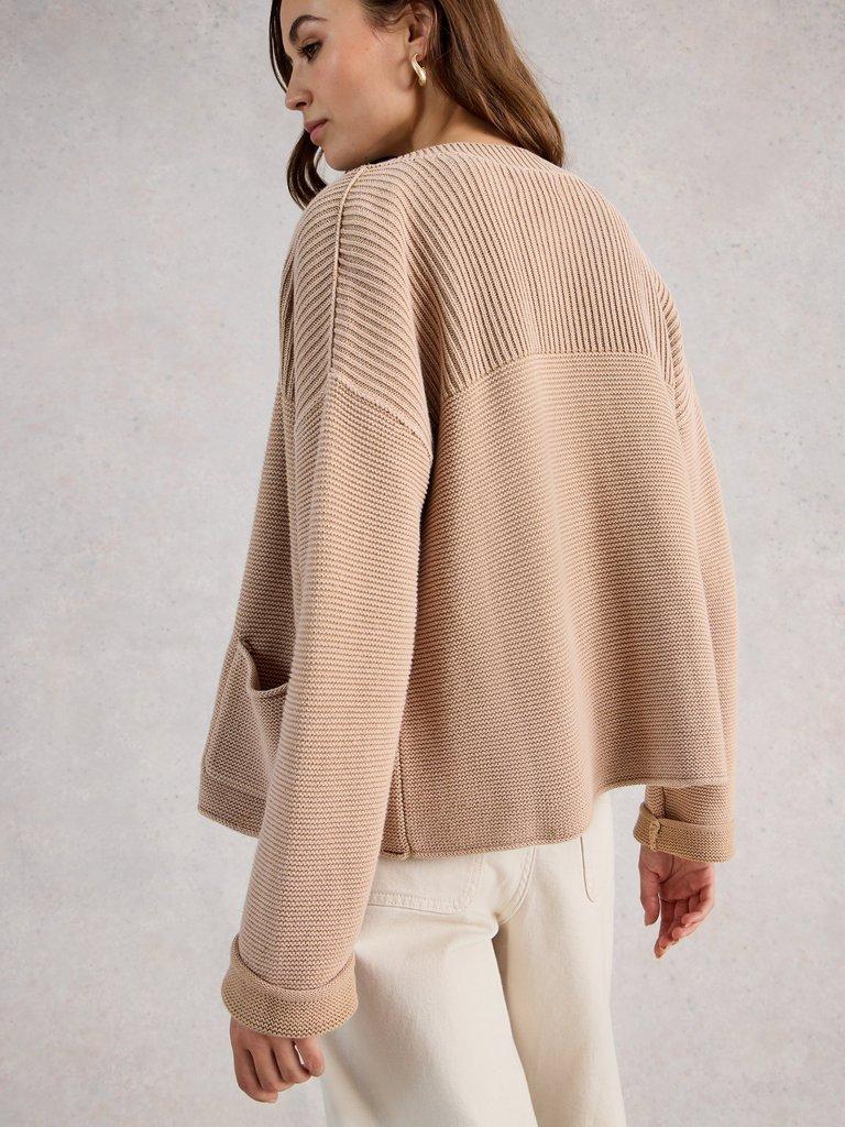 GIGI WASHED CARDI in LGT NAT - MODEL BACK