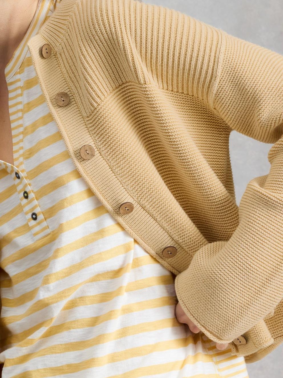 GIGI WASHED CARDI in LGT YELLOW - MODEL DETAIL
