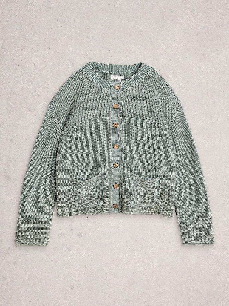 GIGI WASHED CARDI in MID GREEN - FLAT FRONT