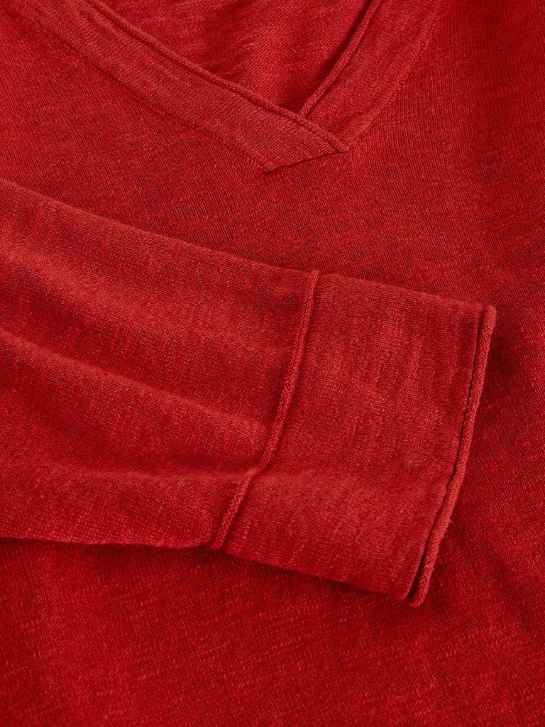 ELODY LINEN BLEND JUMPER in MID RED - FLAT DETAIL