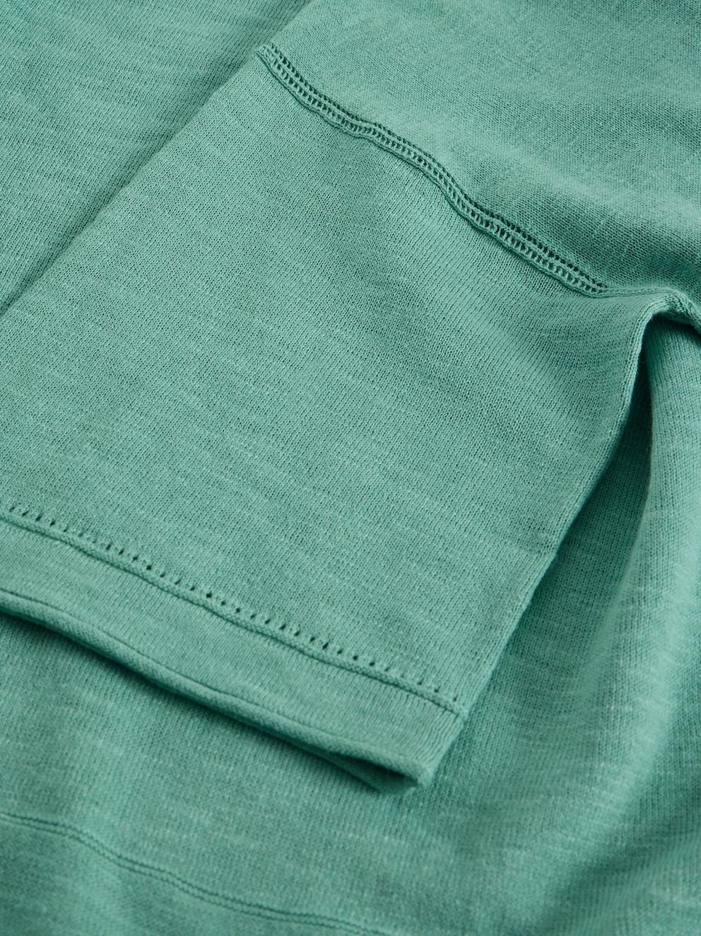 KATE LINEN TOP in MID TEAL - FLAT DETAIL