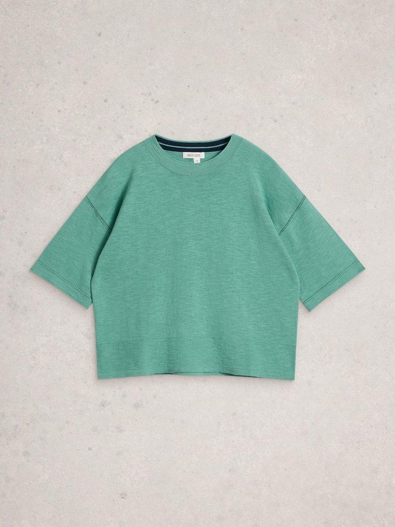 KATE LINEN TOP in MID TEAL - FLAT FRONT