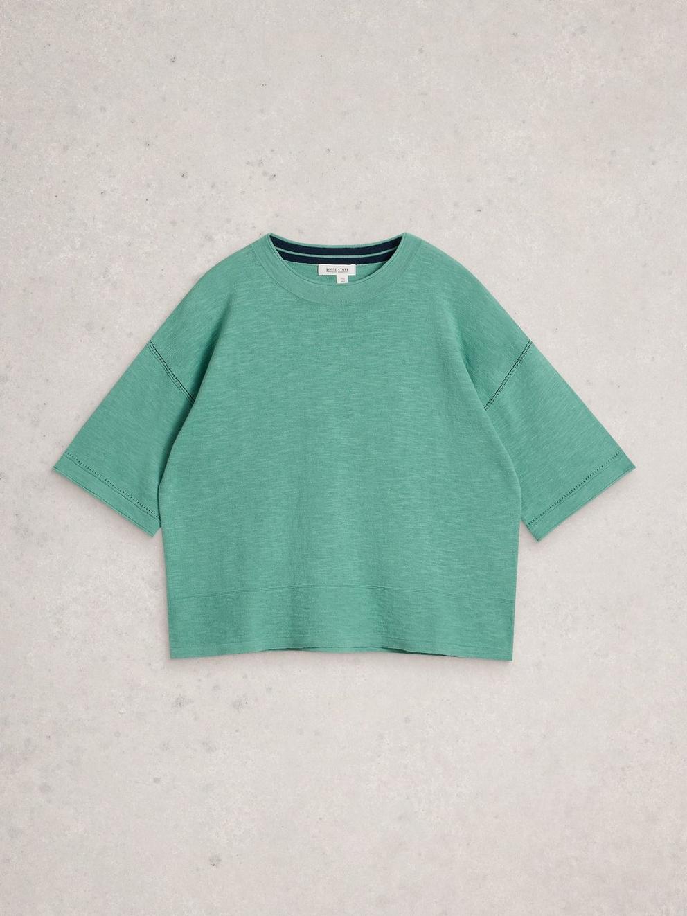 KATE LINEN TOP in MID TEAL - FLAT FRONT