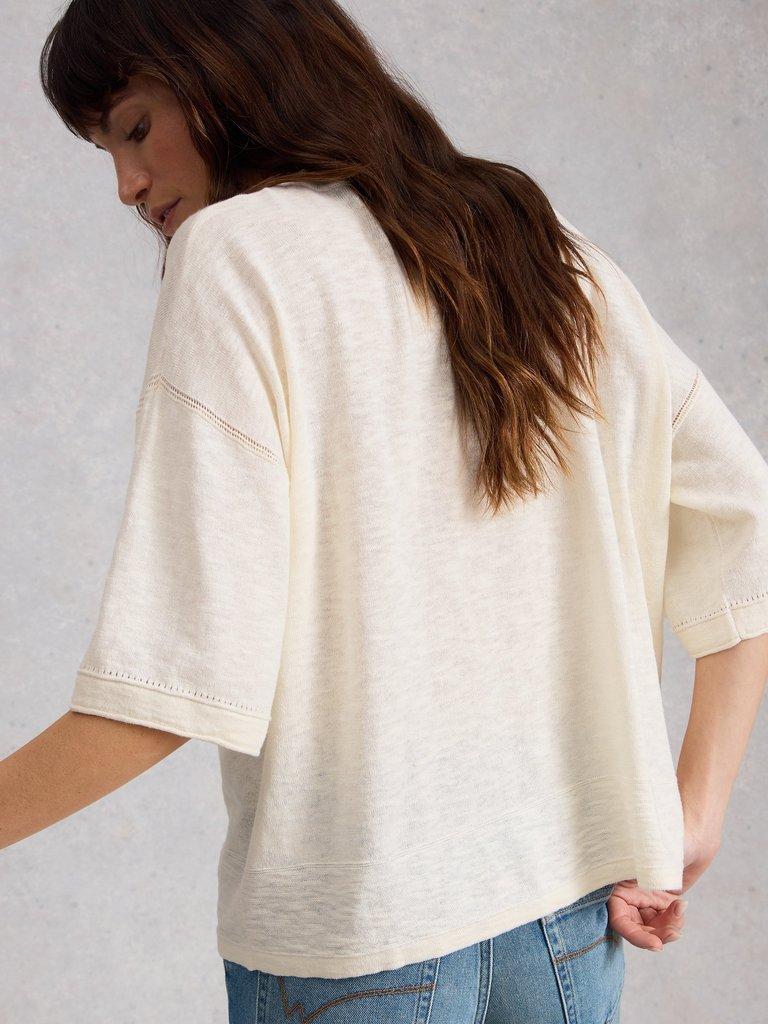 KATE LINEN TOP in NAT WHITE - MODEL BACK