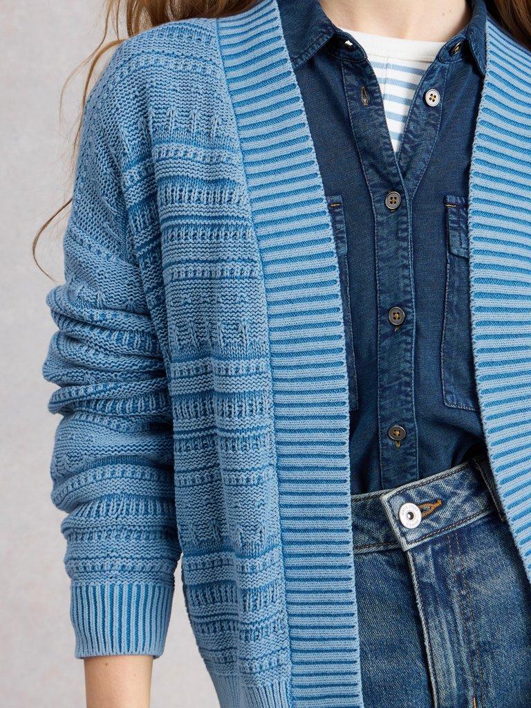 KIMBERLY CARDI in MID BLUE - MODEL DETAIL