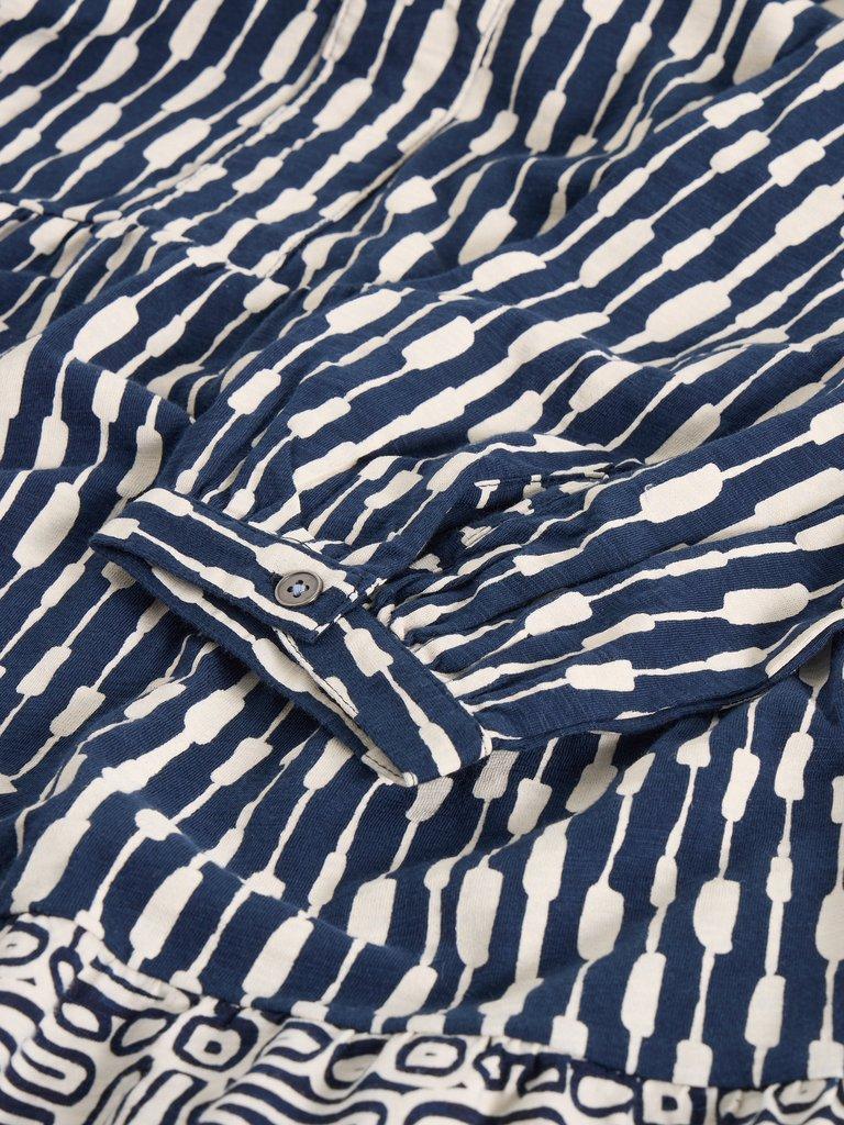 MARTA PRINT TUNIC in NAVY PR - FLAT DETAIL