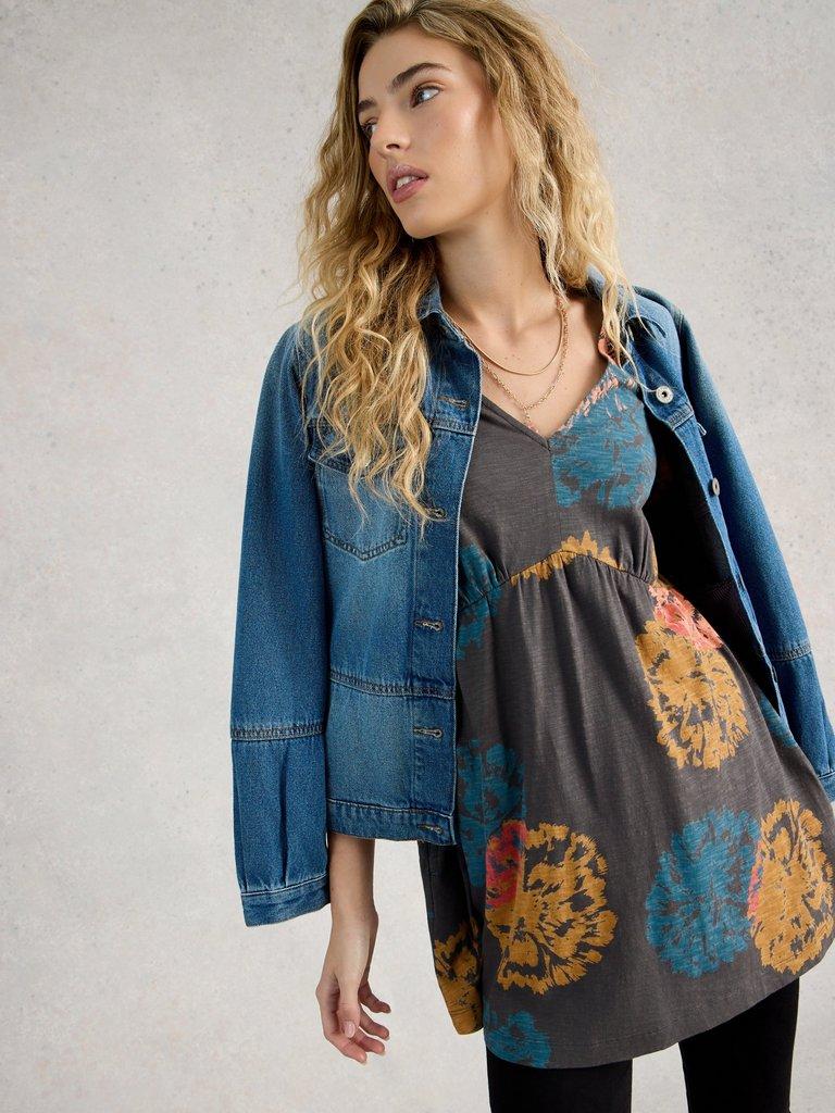 LARA V NECK TUNIC in GREY PR - LIFESTYLE