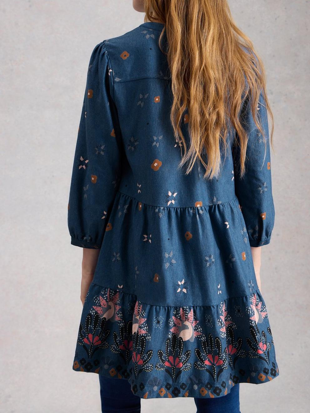 WOMENS MARTA TUNIC in BLUE PR - MODEL BACK