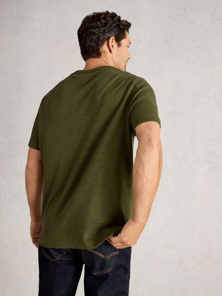 Harrington Relaxed Tee in KHAKI GRN - MODEL BACK