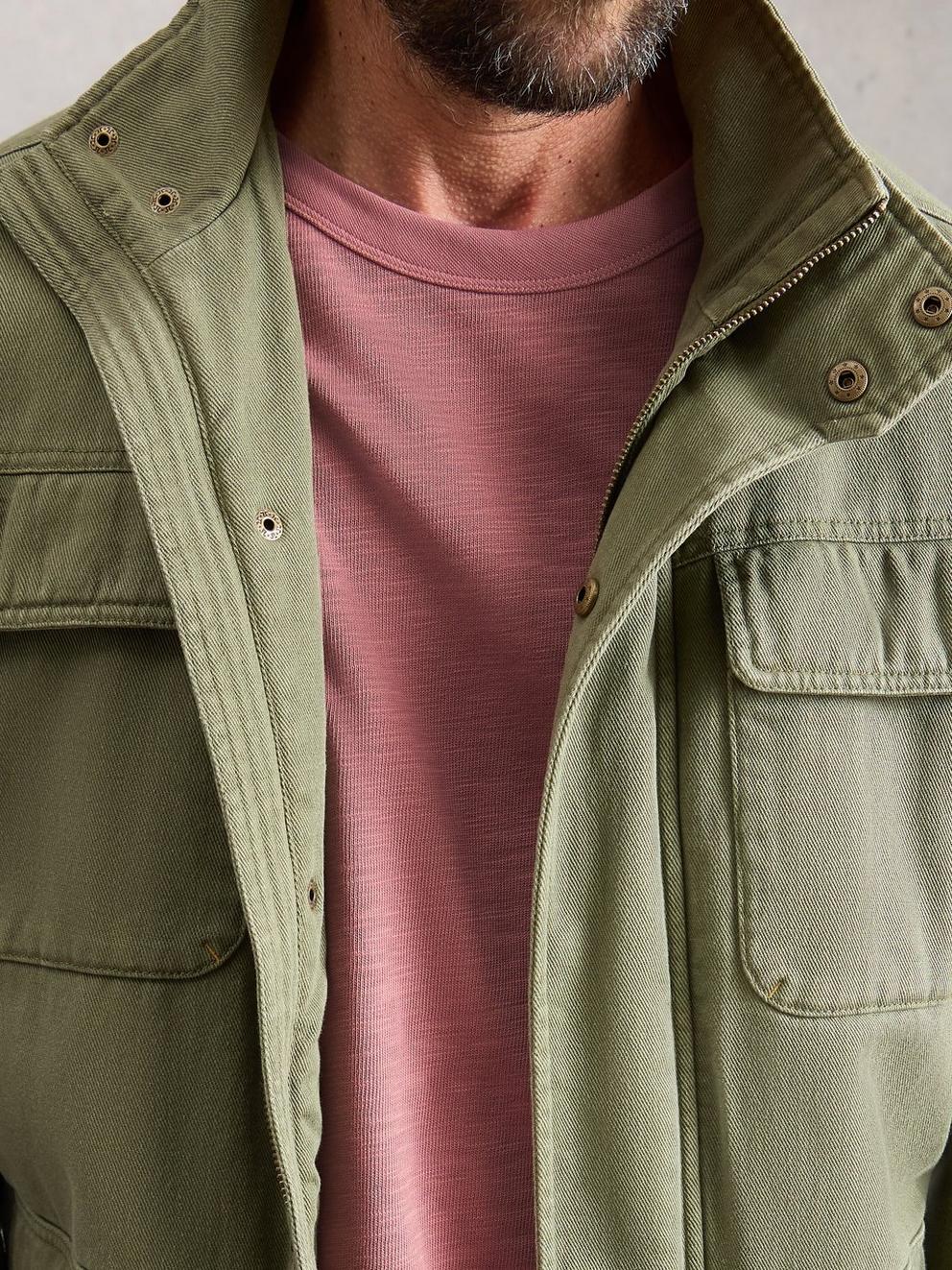 Harrington Relaxed Tee in LGT PINK - MODEL DETAIL