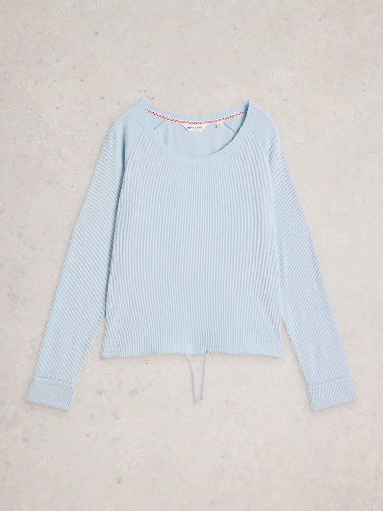 COSY JERSEY RIB TOP in LGT BLUE - FLAT FRONT