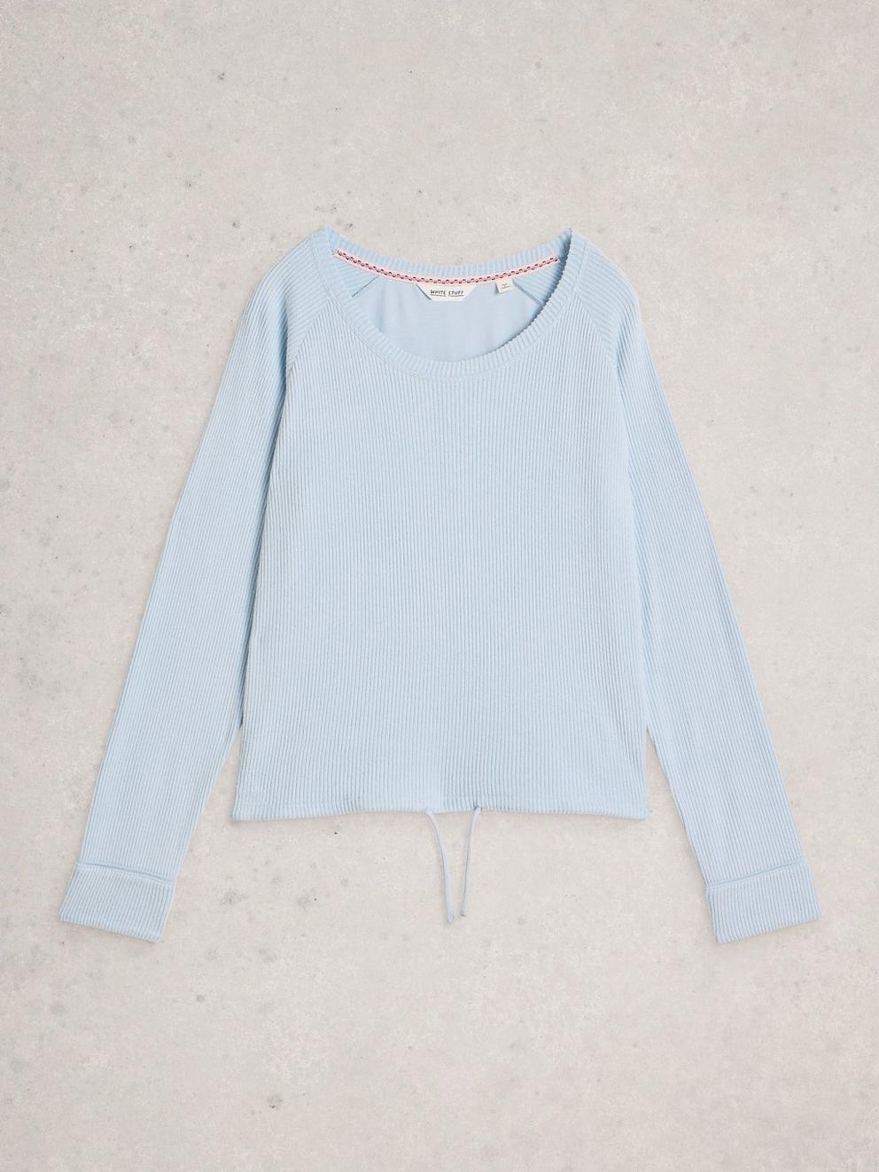 COSY JERSEY RIB TOP in LGT BLUE - FLAT FRONT