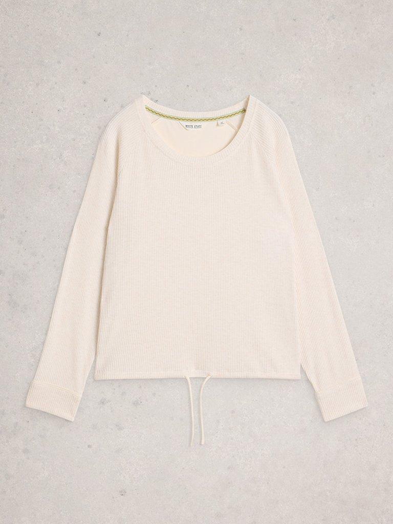 COSY JERSEY RIB TOP in PALE IVORY - FLAT FRONT