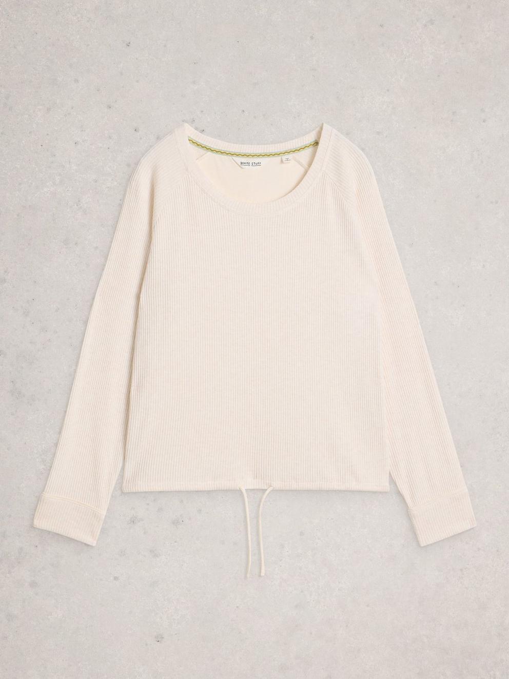 COSY JERSEY RIB TOP in PALE IVORY - FLAT FRONT