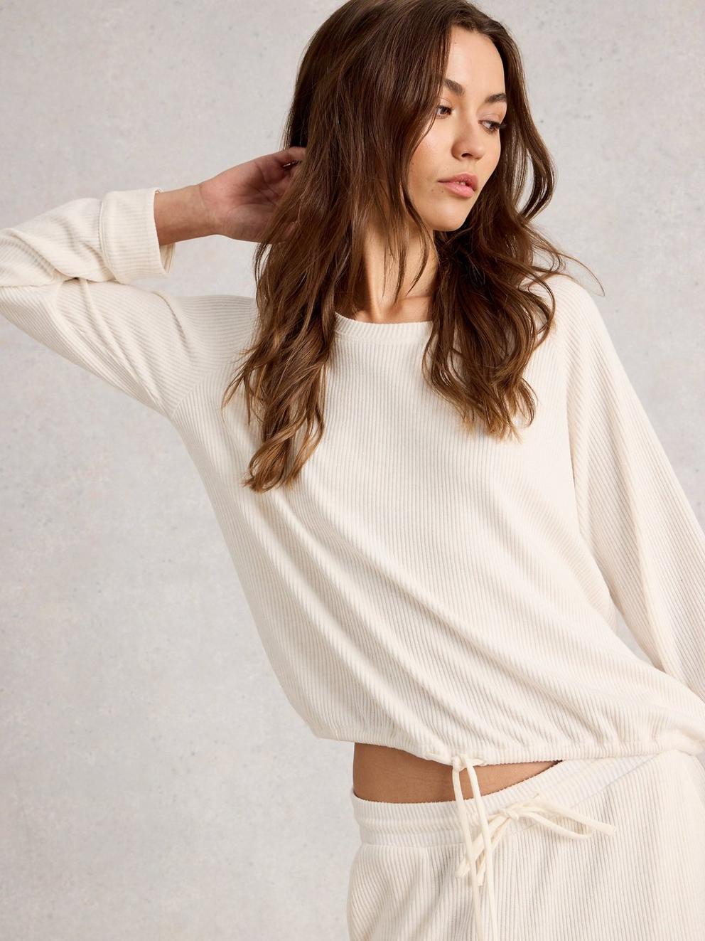 COSY JERSEY RIB TOP in PALE IVORY - LIFESTYLE