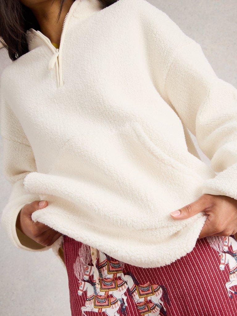 WREN HALF ZIP JUMPER in PALE IVORY - MODEL DETAIL