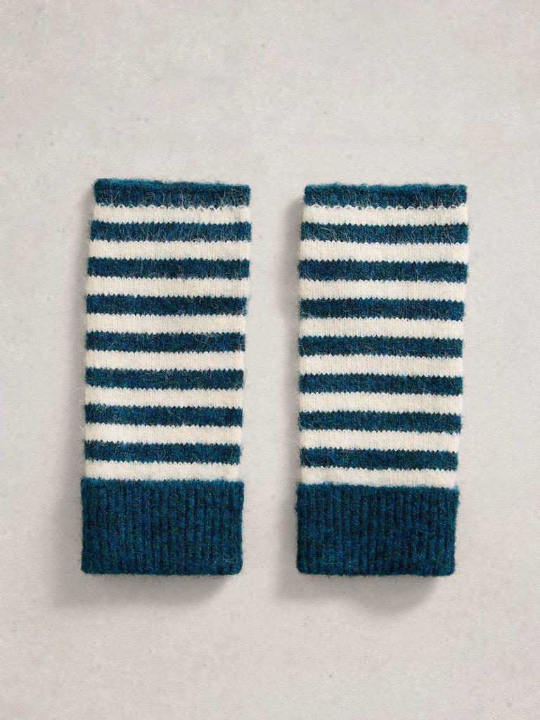 Emma Fingerless Gloves in BLUE MLT - FLAT BACK