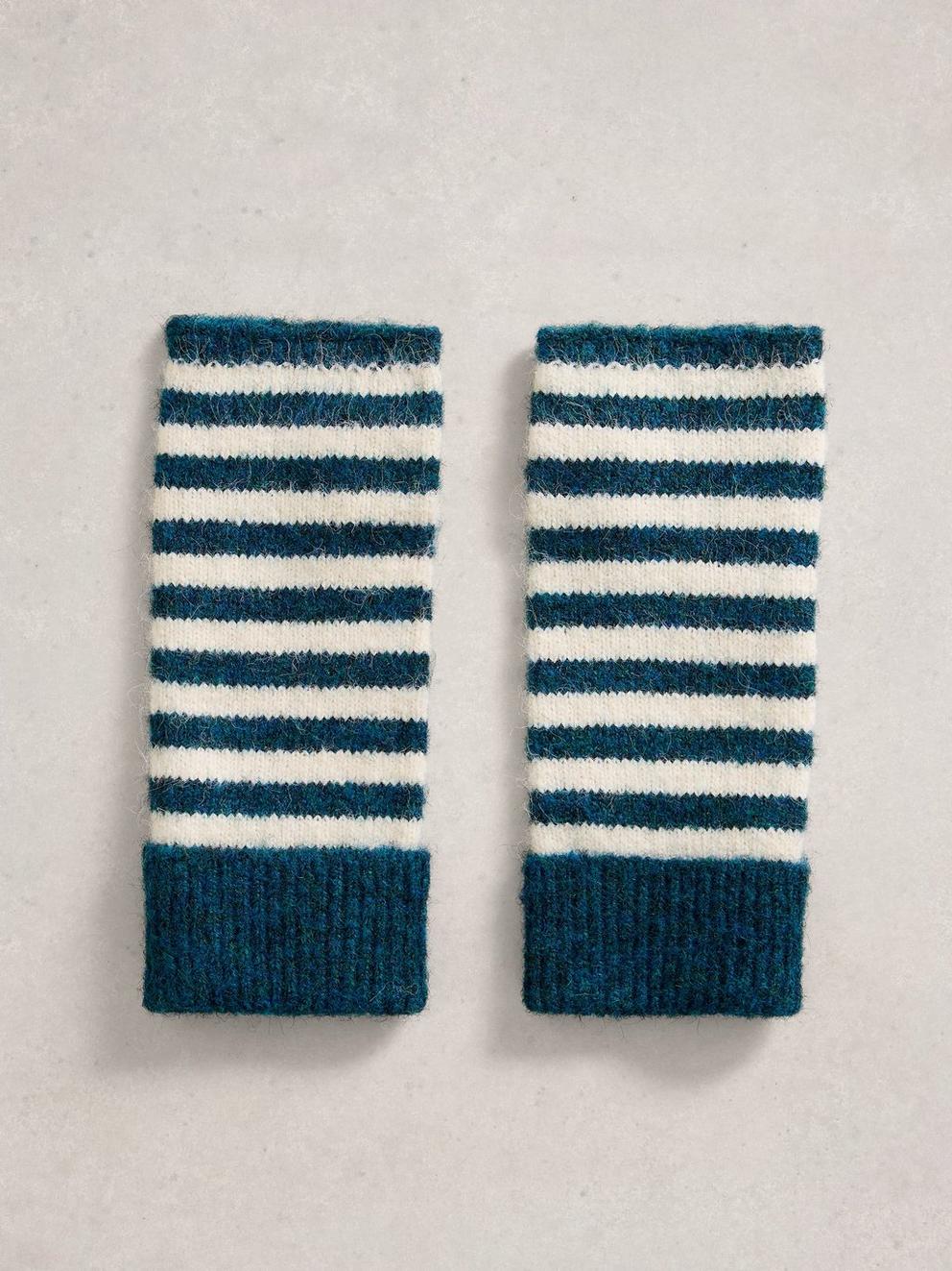Emma Fingerless Gloves in BLUE MLT - FLAT BACK