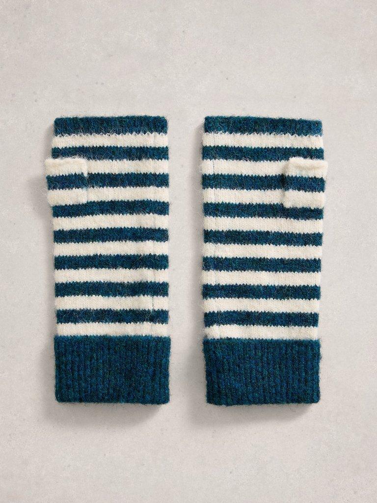 Emma Fingerless Gloves in BLUE MLT - FLAT FRONT