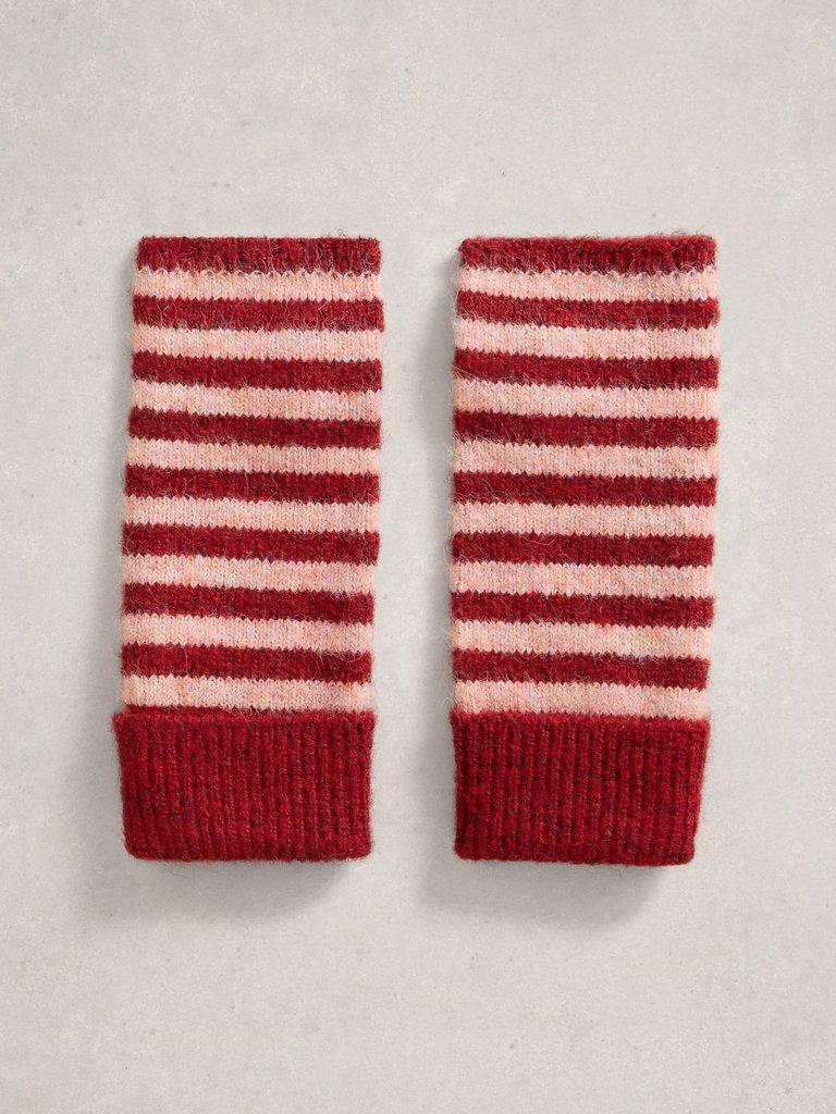 Emma Fingerless Gloves in DK RED - FLAT BACK