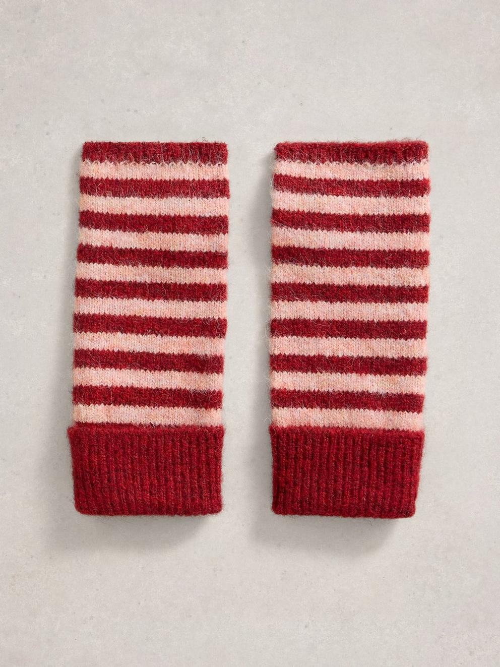 Emma Fingerless Gloves in DK RED - FLAT BACK