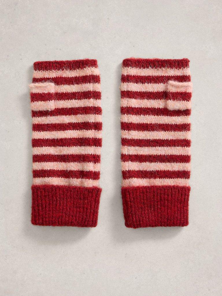 Emma Fingerless Gloves in DK RED - FLAT FRONT