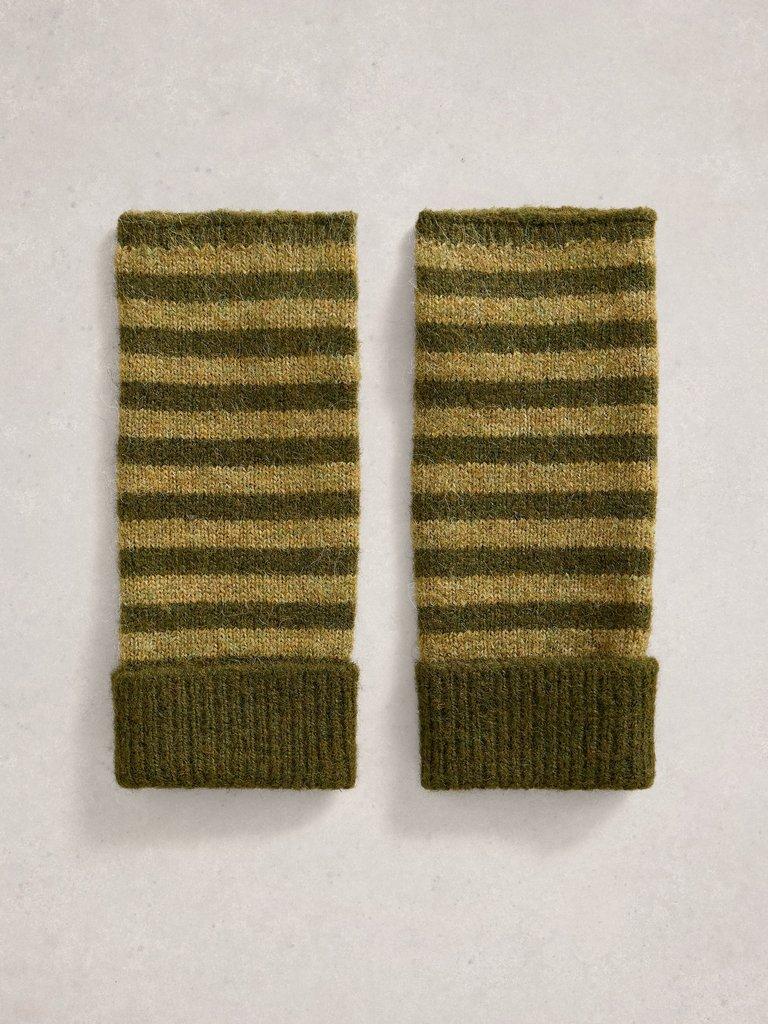 Emma Fingerless Gloves in KHAKI GRN - FLAT BACK