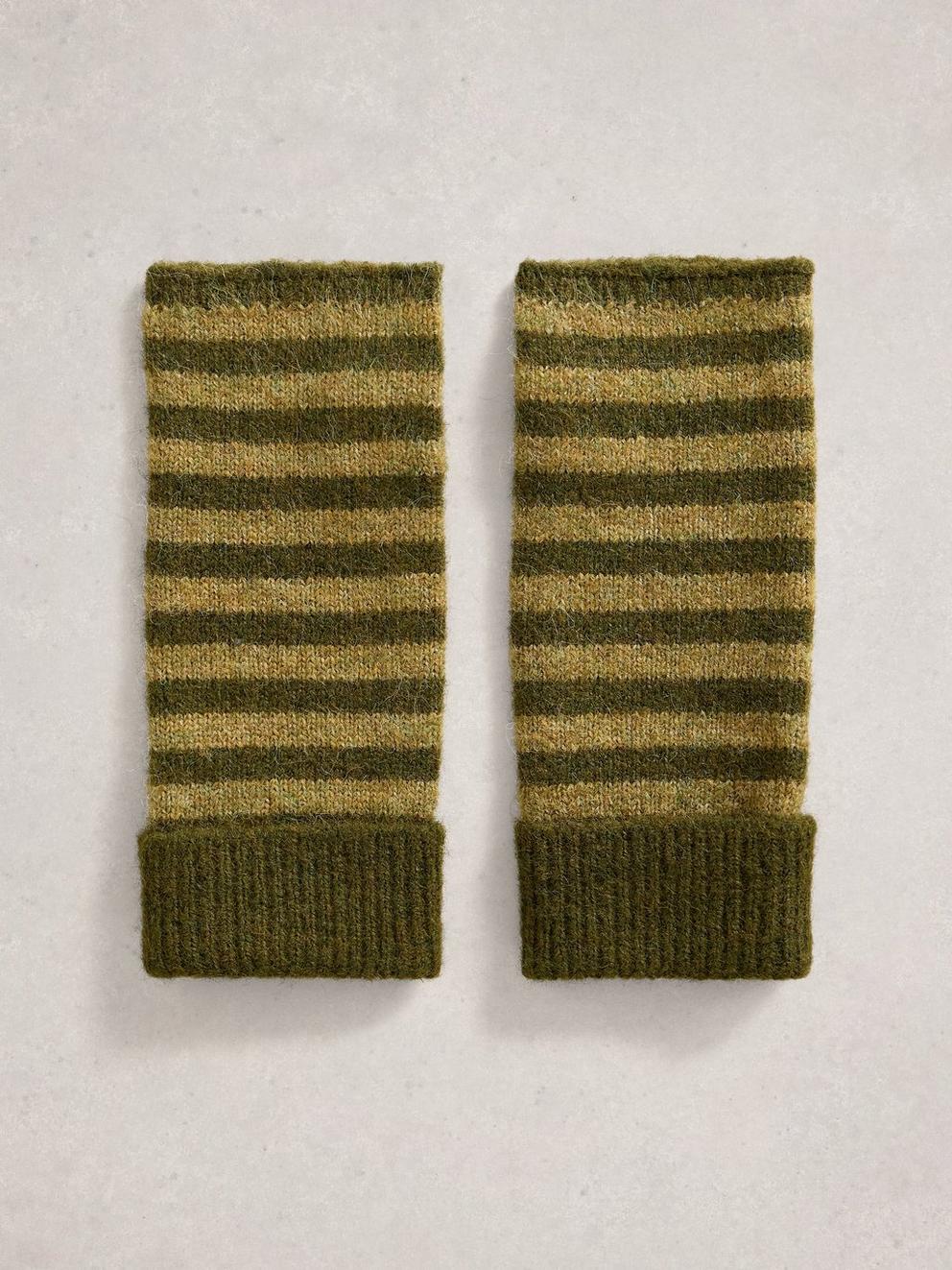 Emma Fingerless Gloves in KHAKI GRN - FLAT BACK