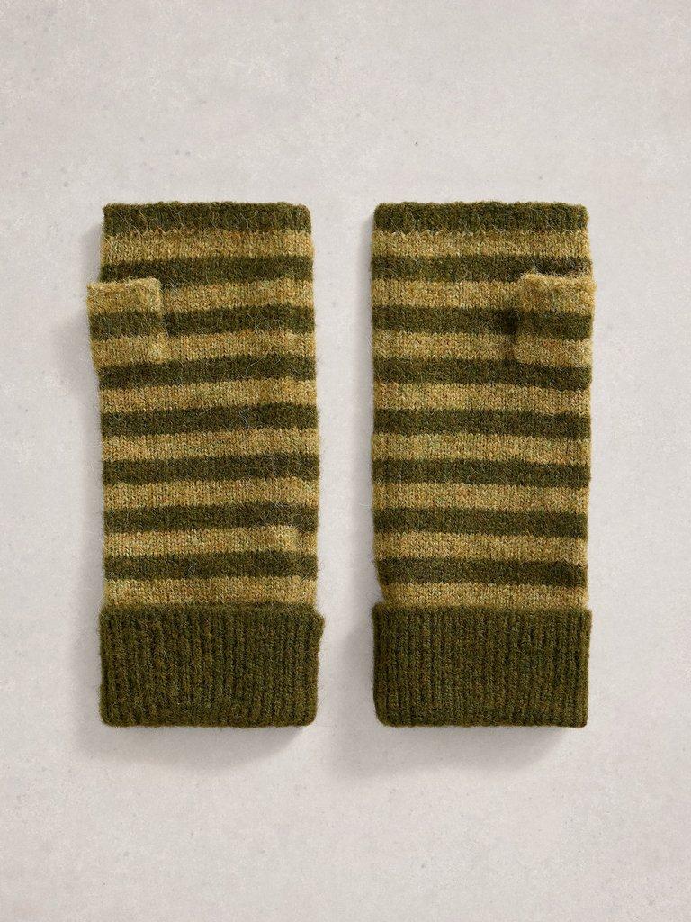 Emma Fingerless Gloves in KHAKI GRN - FLAT FRONT