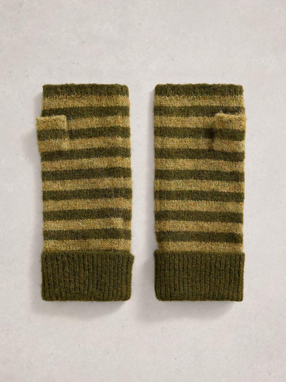 Emma Fingerless Gloves in KHAKI GRN - FLAT FRONT