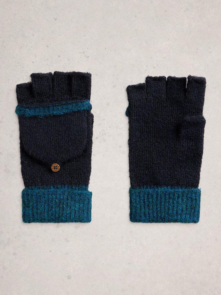 Emma Knitted Flip Mitt in DARK NAVY - FLAT BACK