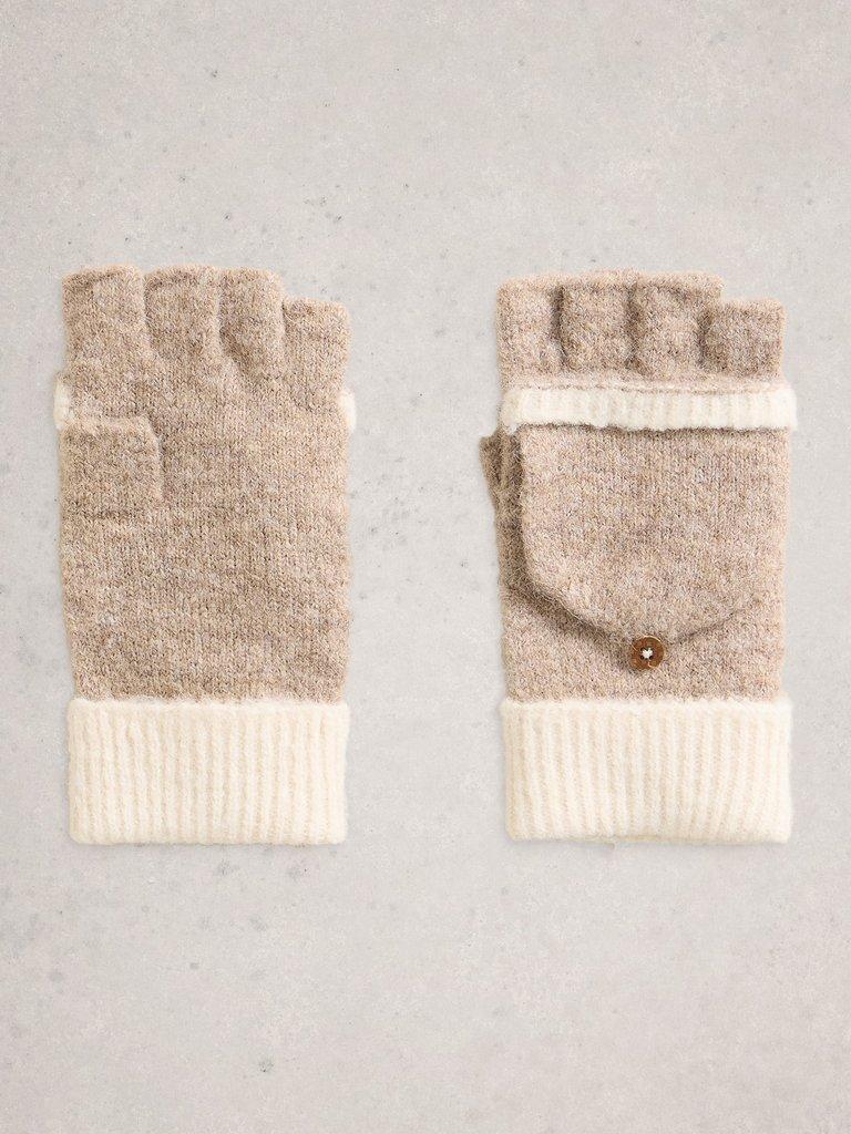 Emma Knitted Flip Mitt in DK NAT - FLAT BACK