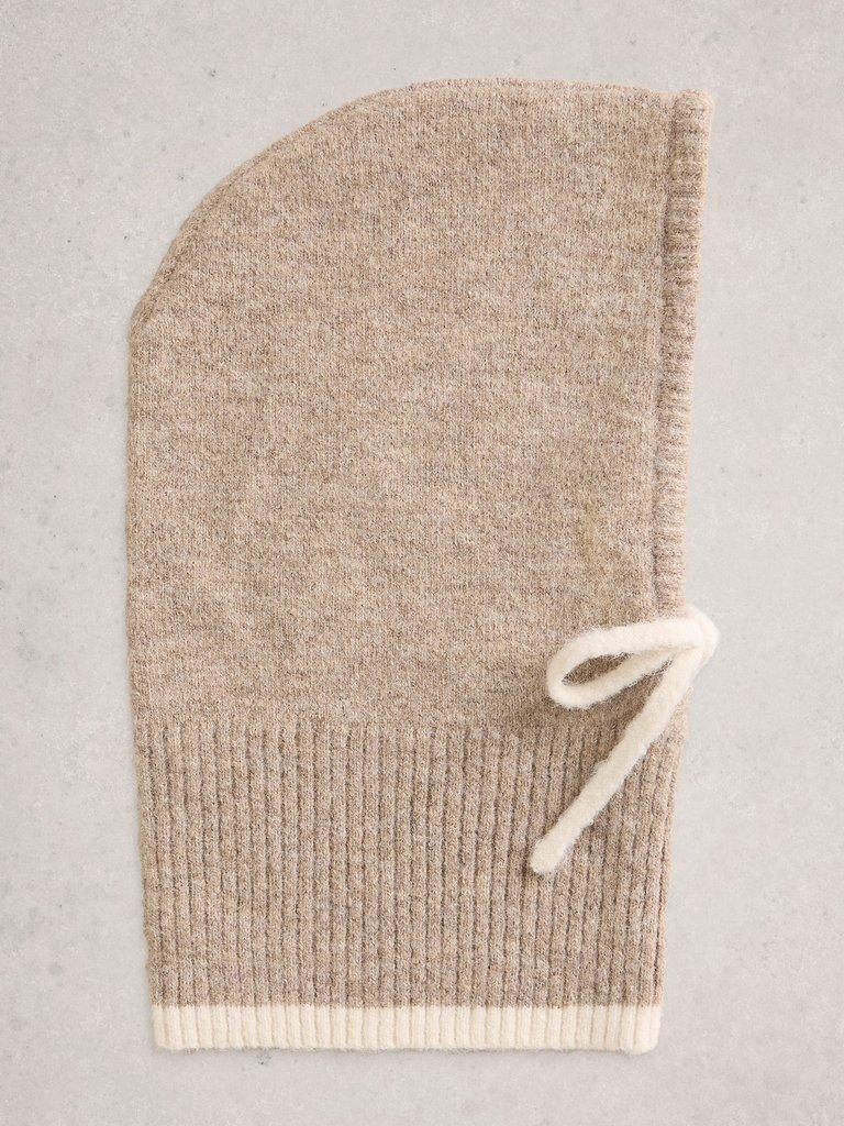Emma Knitted Hood  in LGT NAT - FLAT FRONT