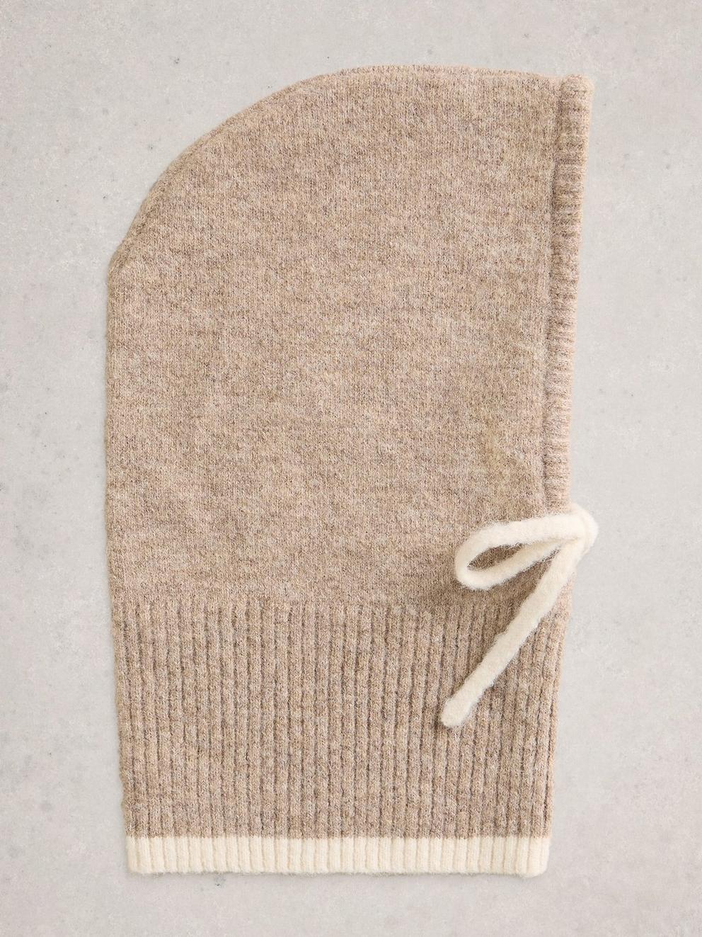 Emma Knitted Hood  in LGT NAT - FLAT FRONT