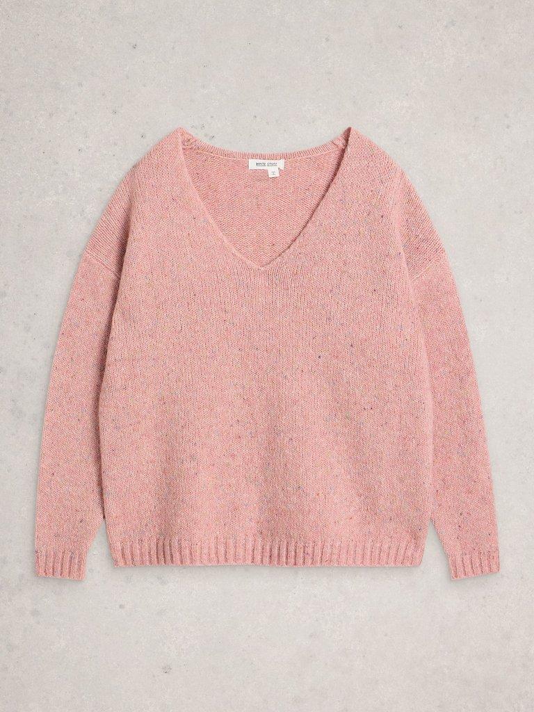 TAMARA TEXTURE V NECK in MID PINK - FLAT FRONT