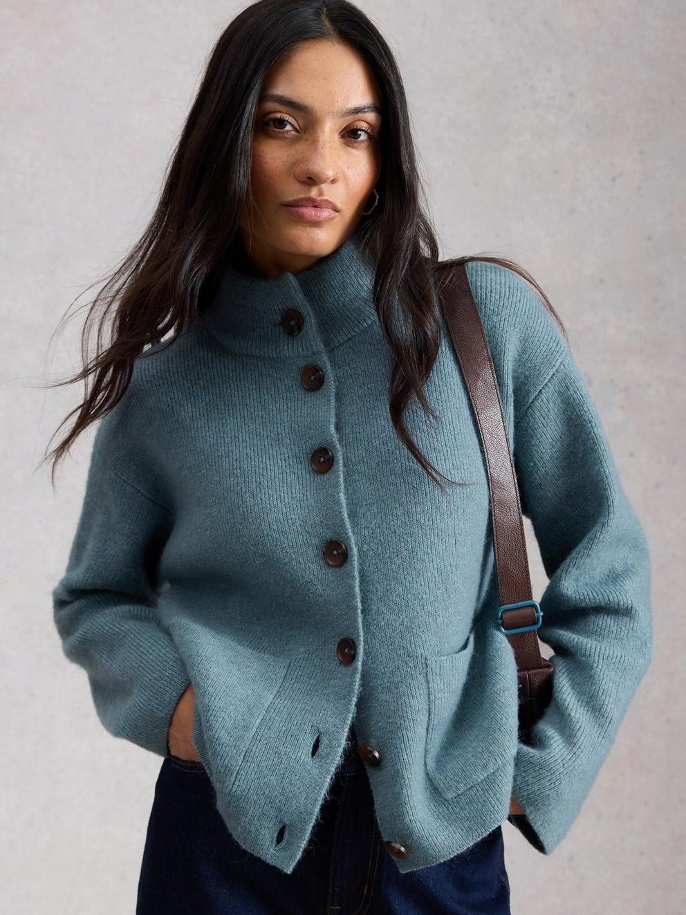 MARGOT CARDI in MID BLUE - LIFESTYLE