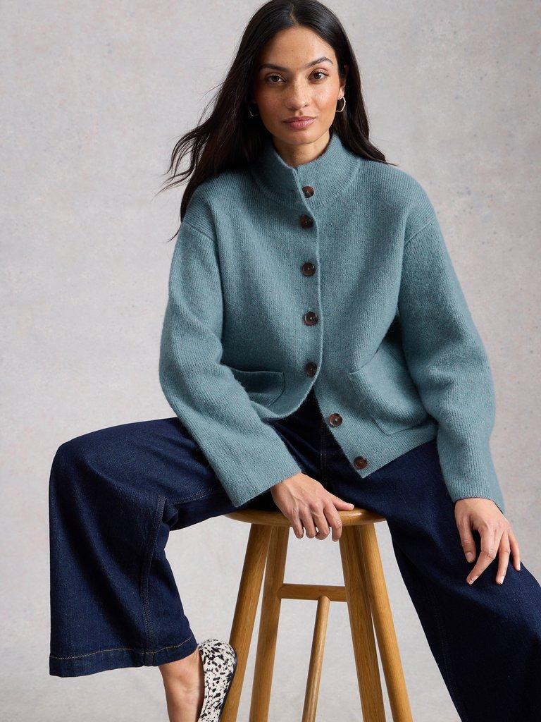 MARGOT CARDI in MID BLUE - MODEL DETAIL