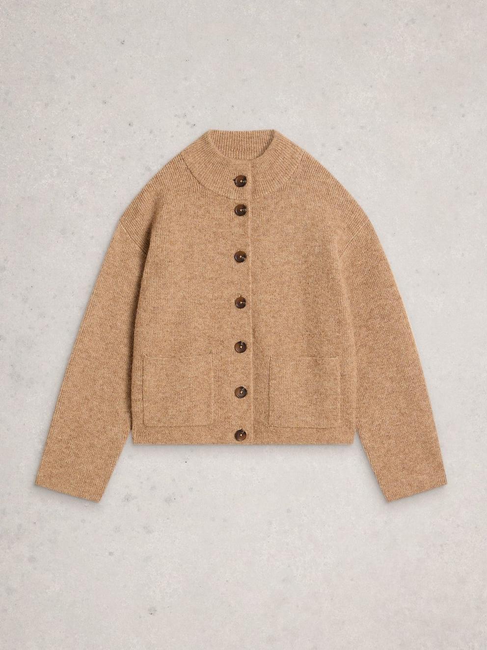 MARGOT CARDI in MID BROWN - FLAT FRONT