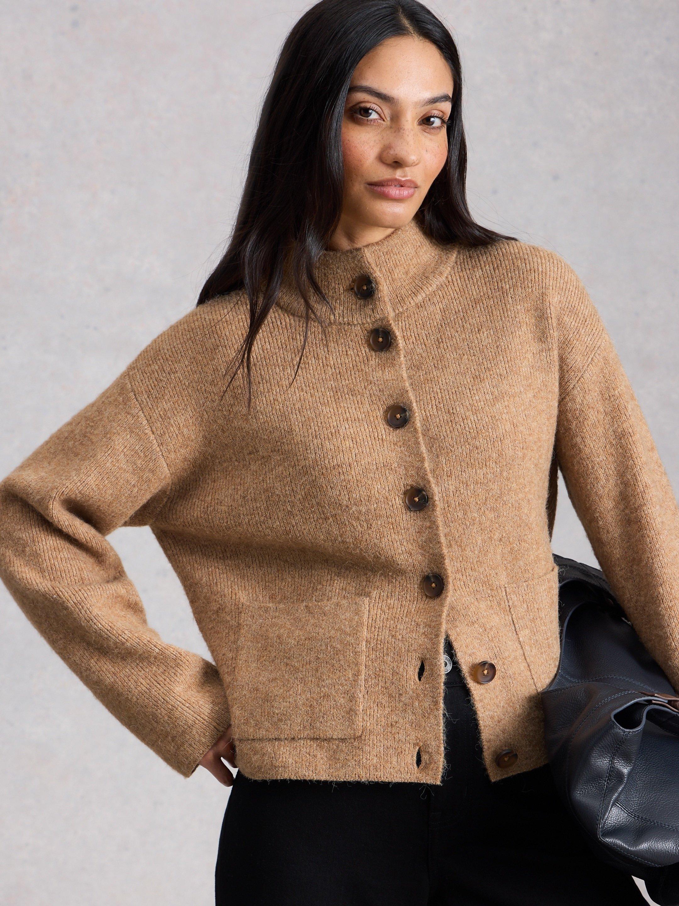 トップス MARNO Marguerite cardigan brown MARGOT CARDI in MID BROWN | White Stuff US