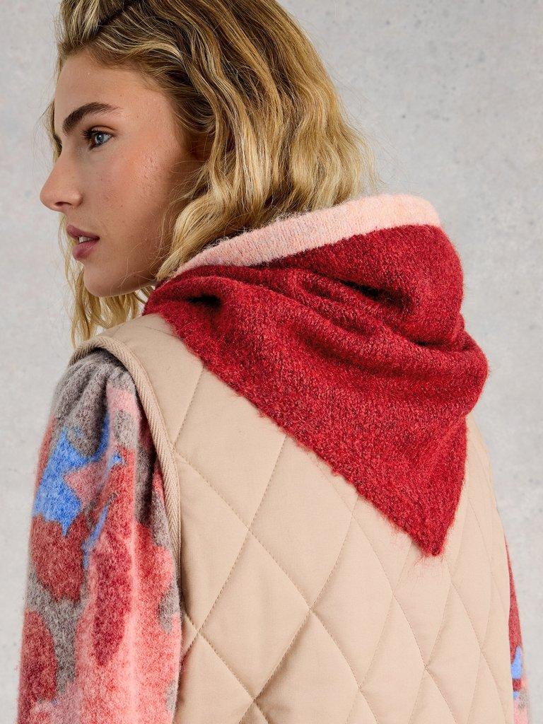 Emma Triangle Scarf in DK RED - MODEL BACK