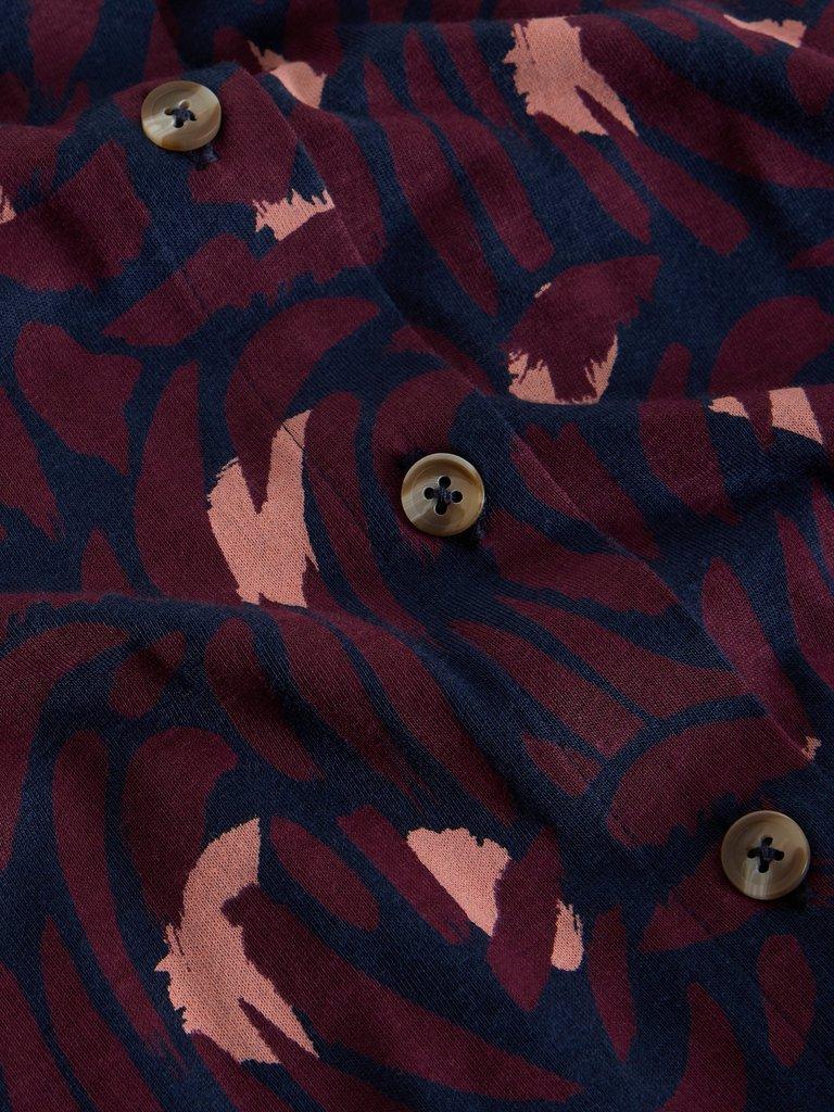 Rua Midi Jersey Collared Shirt Dress in NAVY MULTI - FLAT DETAIL