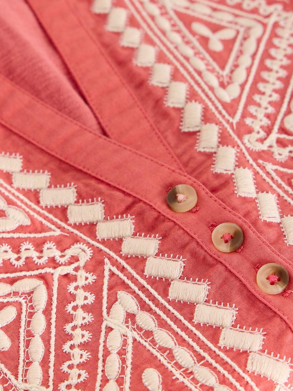 PEONY SLEEVELESS COLLARED SHIRT in MID PINK - FLAT DETAIL