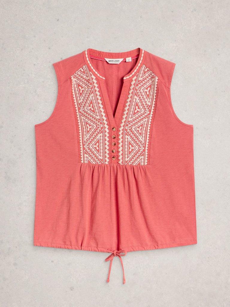 PEONY SLEEVELESS COLLARED SHIRT in MID PINK - FLAT FRONT