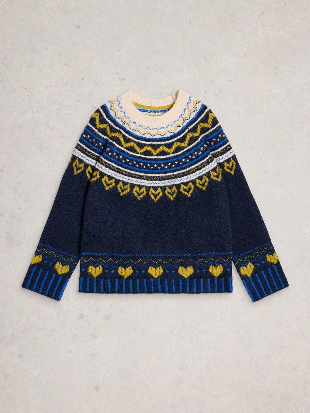 HARRIET FAIRISLE JUMPER in BLUE MLT - FLAT FRONT