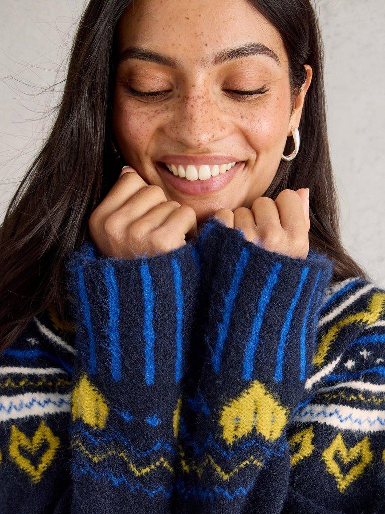 HARRIET FAIRISLE JUMPER in BLUE MLT - LIFESTYLE